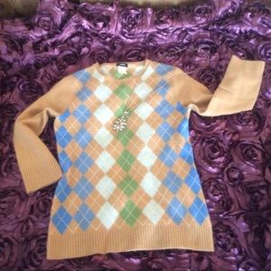 J. Crew 100% cashmere Argyle sweater